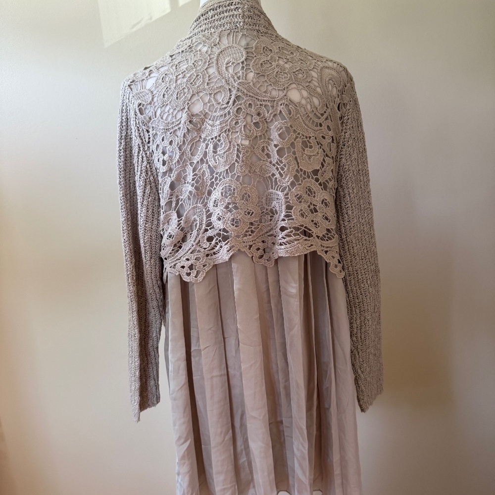 Calvin Klein Women's Knit Floral Lace Ruffled Cardigan NWT